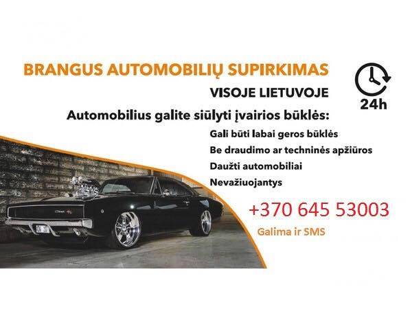 Brangiai, skubiai, sąžiningai superkame automobilius ir motociklus visoje Lietuvoje. +37064553003 , www.1care.lt