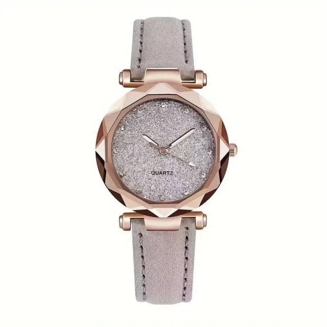 Blizgus elegantiškas moteriškas laikrodis, pilkos spalvos 12603